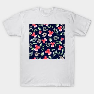 Pansies | Watercolor | Pattern | Blue T-Shirt